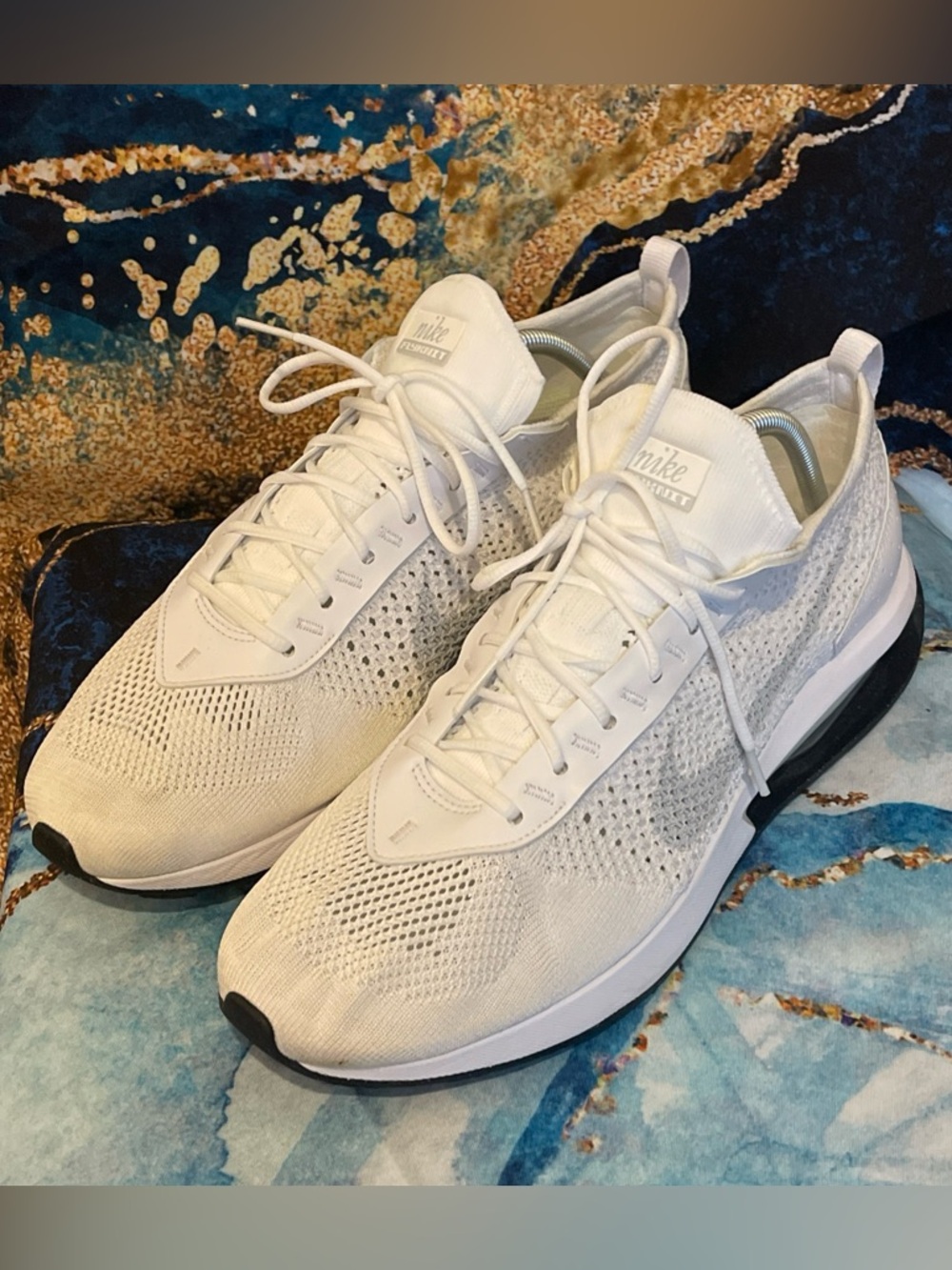 Nike Air Max Flyknit Men Size 11 FJ4002-100 Triple White Lace Up Athletic Shoes